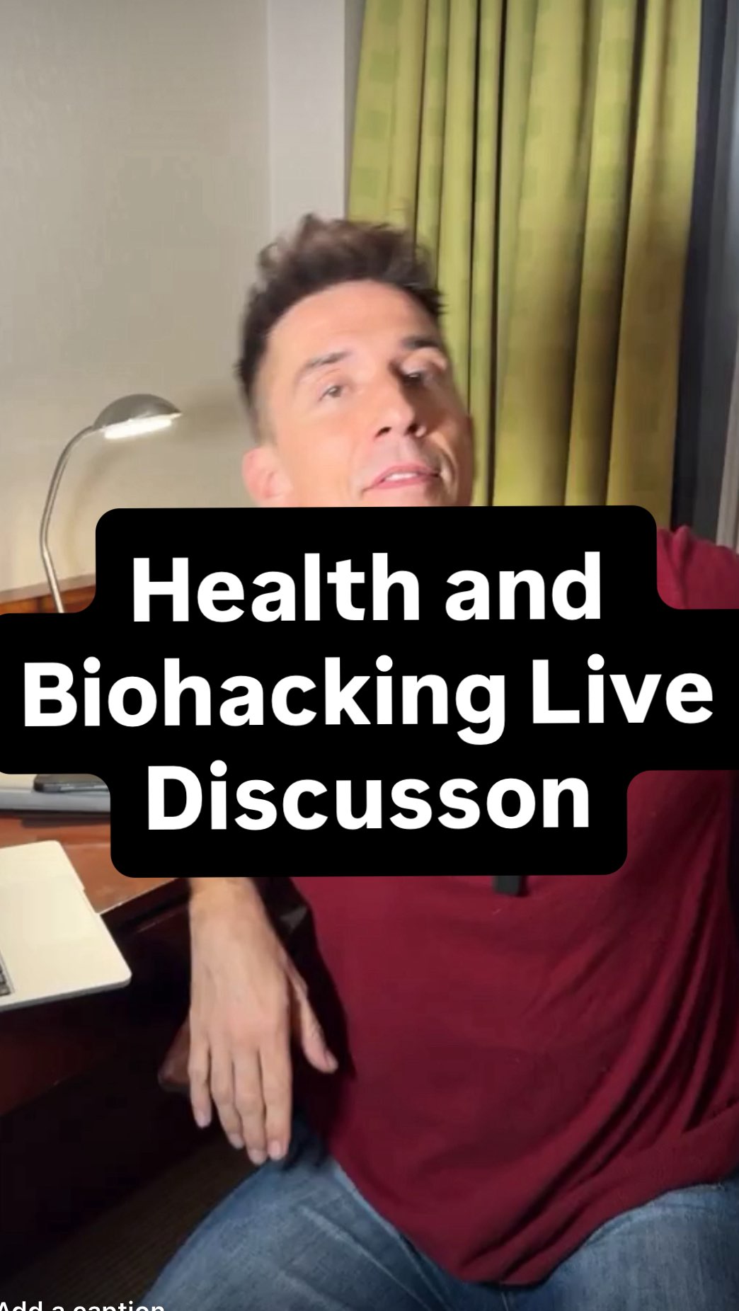 Instagram post by @russell_kane for StriVectin. Caption reads: Biohacking and wellness Live – please watch on....