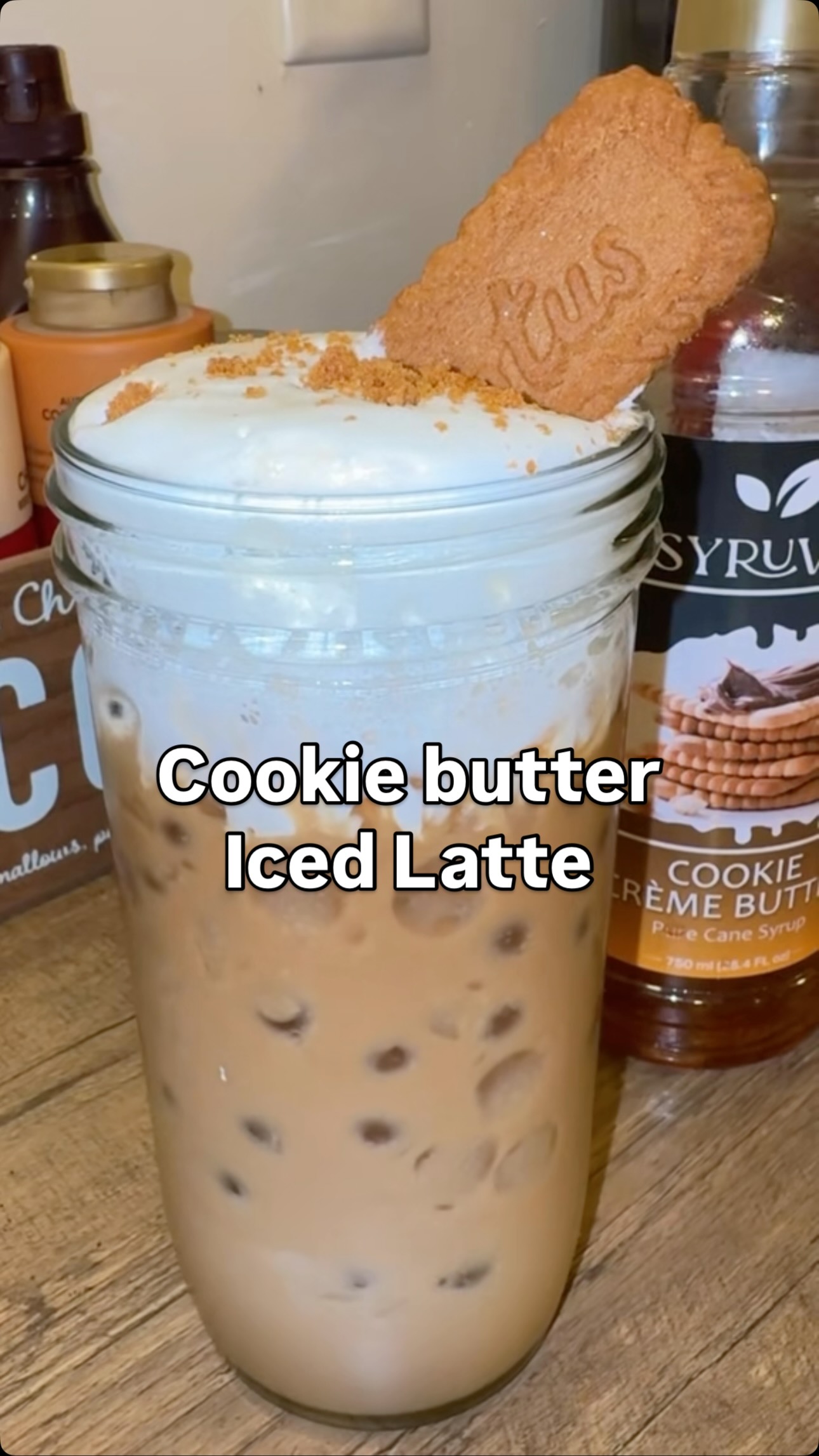 Instagram post by @missk613xo for Syruvia. Caption reads: If you haven’t tried a Cookie Butter Iced Latte....