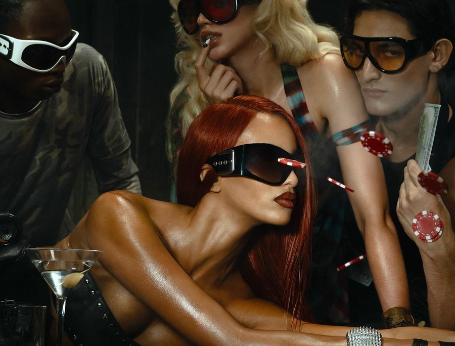 Instagram post by @dionbal for Jaded LDN. Caption reads: ♥️ ♠️ ♦️ ♣️ @jadedldn eyewear campaign....