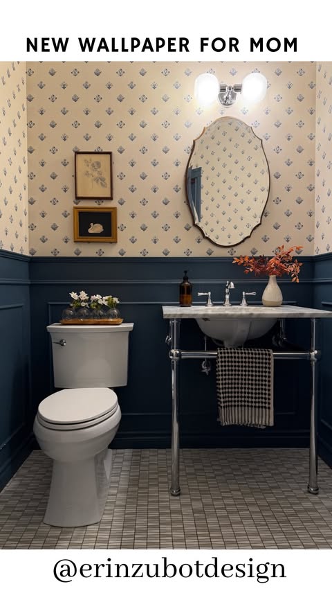 Instagram post by @erinzubotdesign for Sandberg Wallpaper. Caption reads: #ad She loves it! (For the record, my Dad likes it....