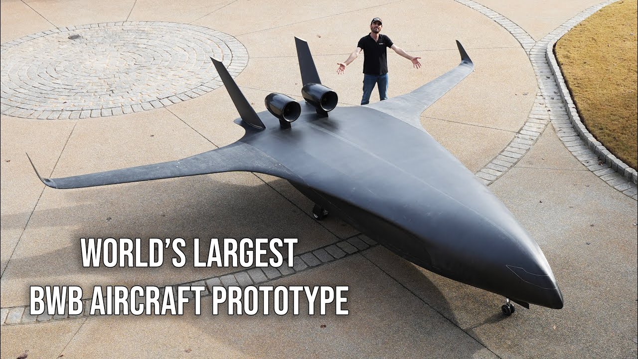 YouTube post by @RamyRC for PCBWay. Caption reads: Building a Prototype Blended Wing Body Aircraft, ....