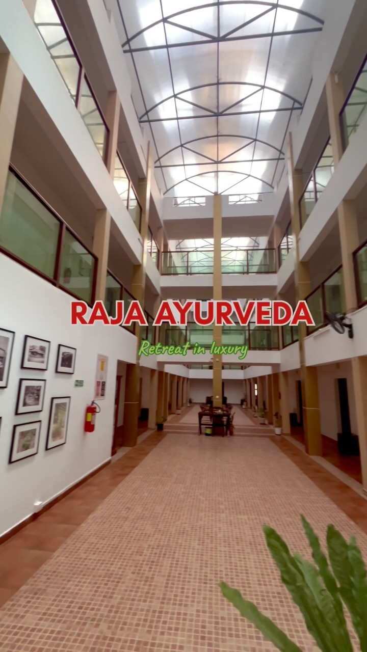 Instagram post by @theabhishek_vibe for National Geographic Travel. Caption reads: Escape to Serenity at Raja Ayurveda! ✨🌿

A....