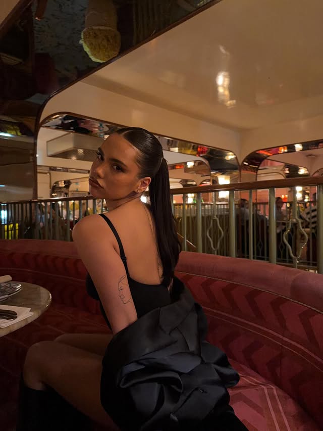 Instagram post by @rebecca.parziale for Mugler. Caption reads: #adv @muglerofficial Dinner is served w/ the new....