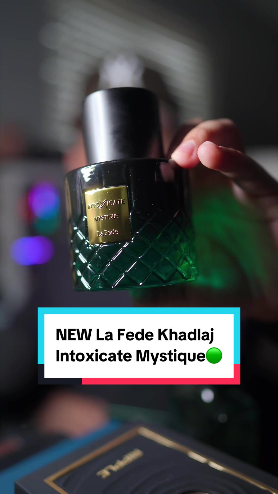 TikTok post by @joanscents for Khadlaj Perfumes. Caption reads: [...] Mystique worth they hype⁉️🤔 @Khadlaj....