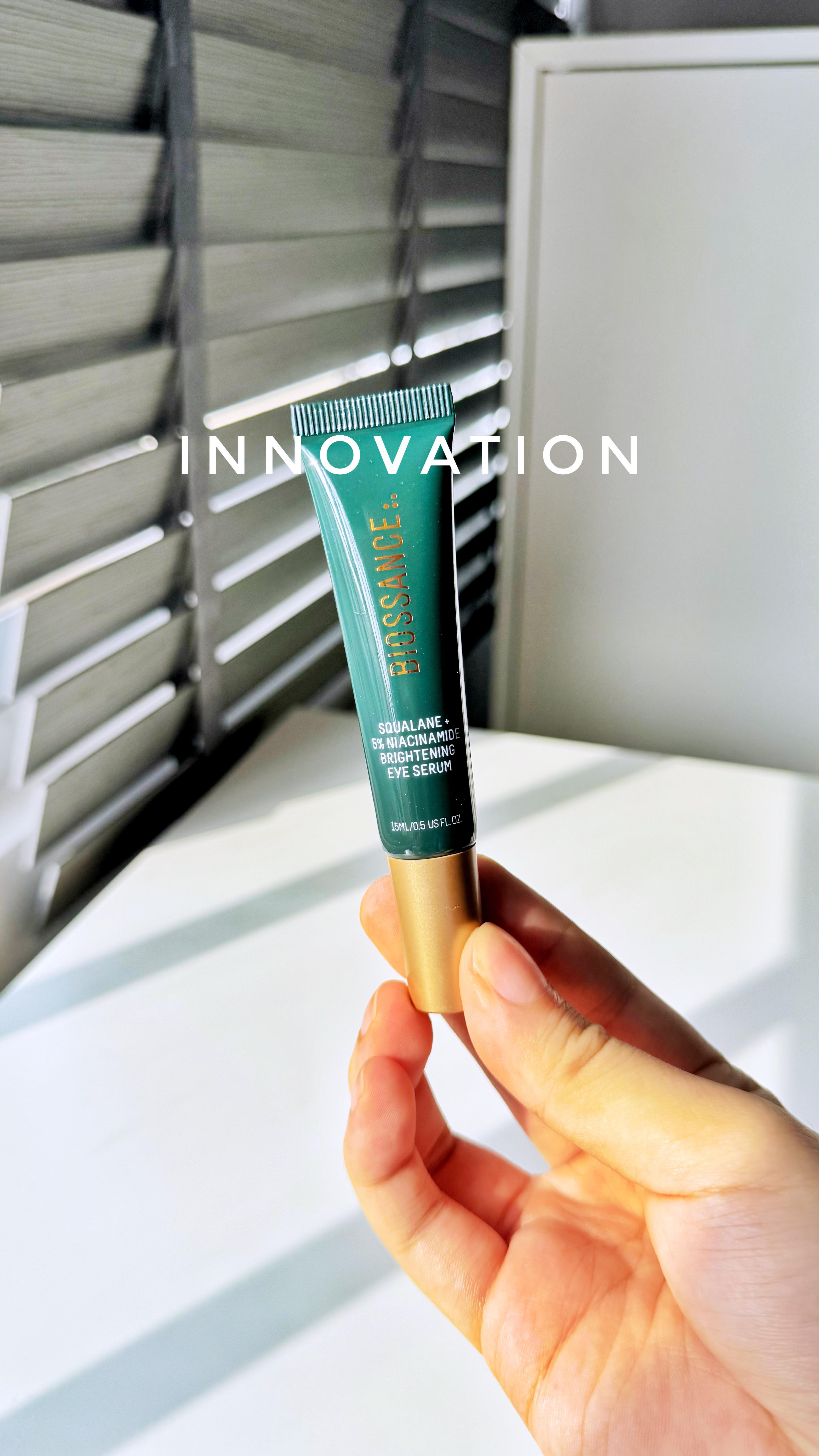 Instagram post by @skin.ken for Biossance. Caption reads: Innovation 

I loooove when brands think about the....