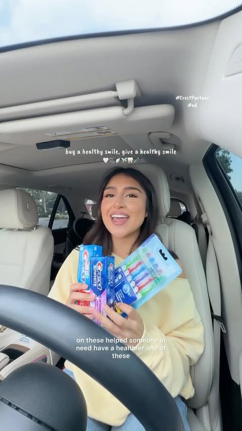 Instagram post by @catalinatrez for Crest. Caption reads: #CrestPartner #Ad Buy 1, Give 1 of @crest & [...].