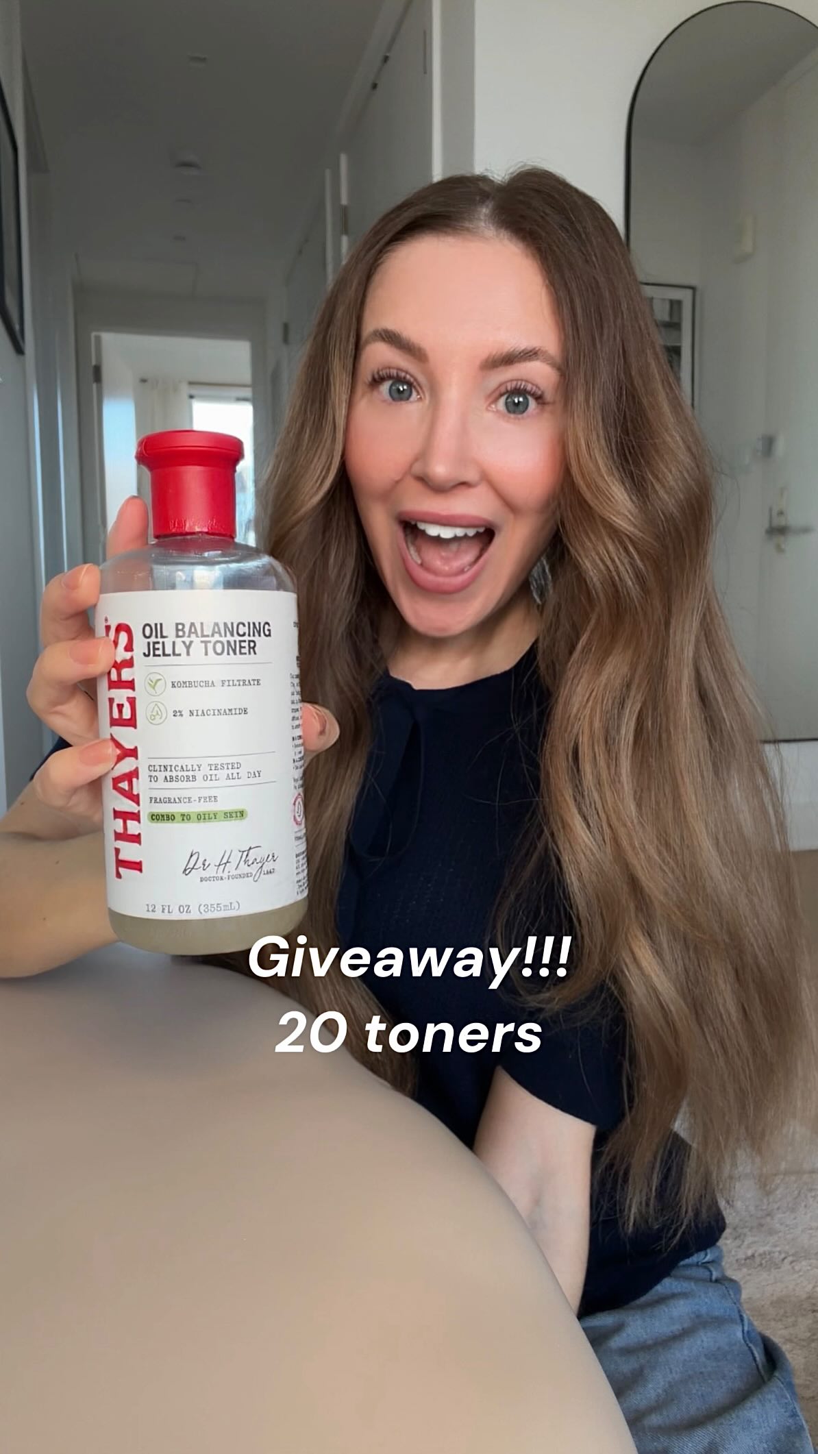 Instagram post by @jillian.gottlieb for Thayers. Caption reads: GIVEAWAY FOR OILY QUEENS!!! @thayers Oil Balancing....