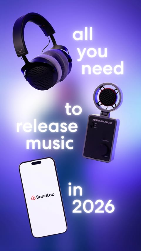 Instagram post by @elineveradereus for BandLab. Caption reads: [...] music on streaming platforms? Try out....