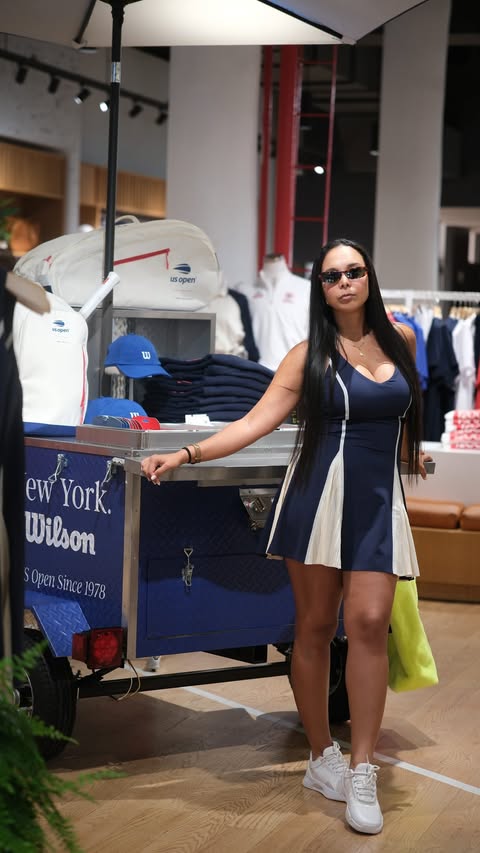 Instagram post by @karensalazarpaul_ for Wilson Sporting Goods. Caption reads: POV: you came to NYC for tennis season… and found....
