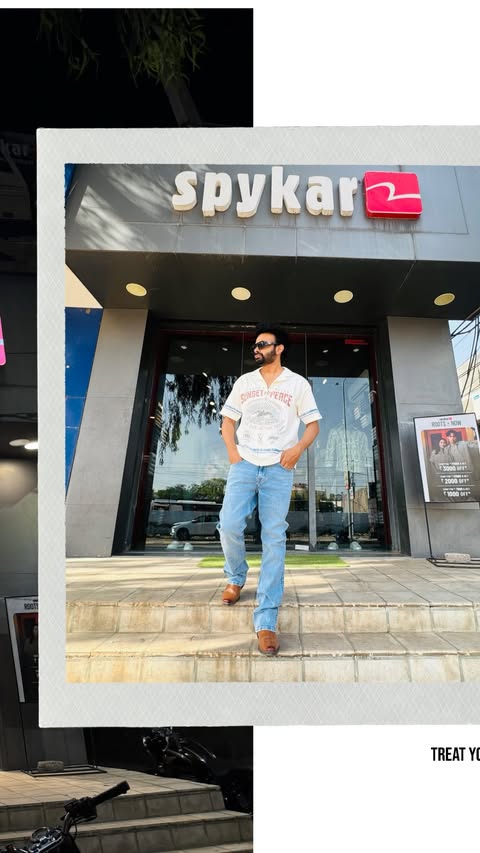 Instagram post by @praveertanwar for SPYKAR. Caption reads: 🔥 Upgrade your style game with Spykar Men’s....