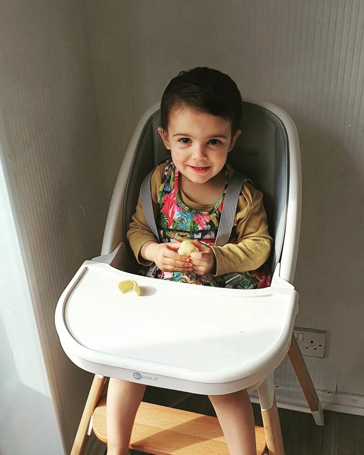 Instagram post by @thescandishmama for Channel Mum. Caption reads: LARS HIGHCHAIR 
AD
Its been a month since we....