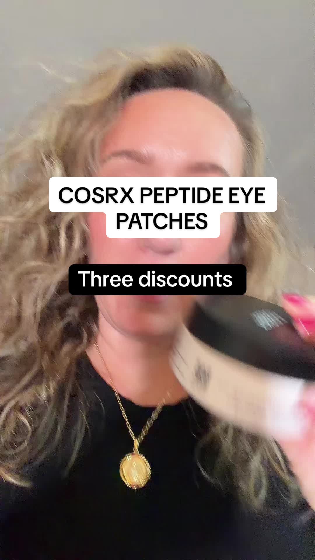 TikTok post by @tamie.konzier for COSRX. Caption reads: @COSRX US peptide eye patches [...].