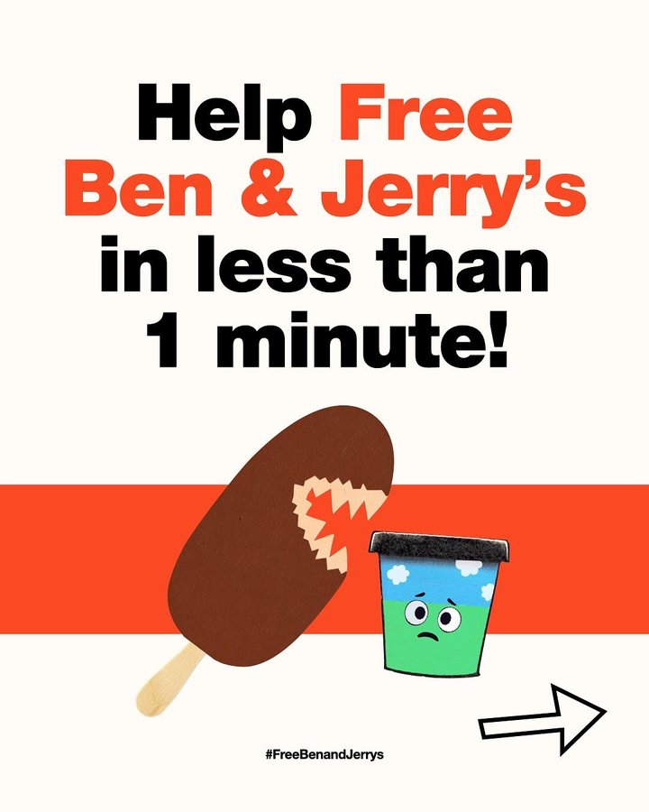 Instagram post by @yobencohen for Magnum Ice Cream. Caption reads: @Magnum keeps silencing Ben & Jerry’s on the....