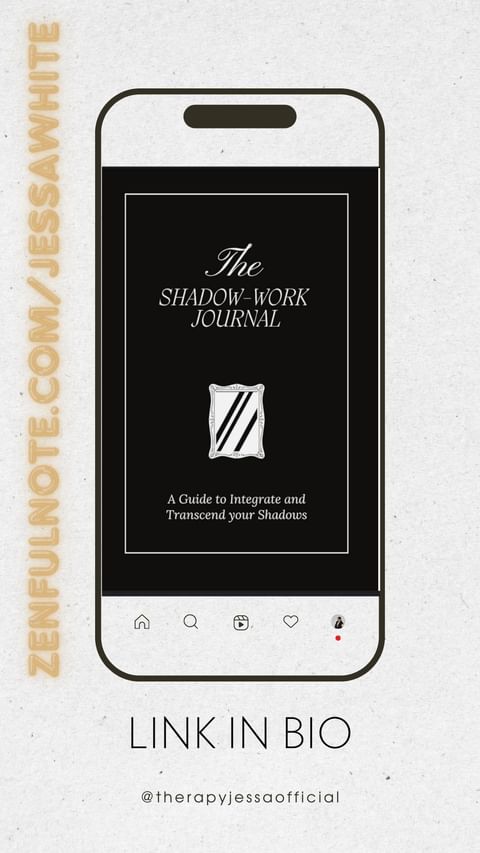 Instagram post by @therapyjessaofficial for Zenfulnote. Caption reads: The shadow refers to the unconscious parts of our....