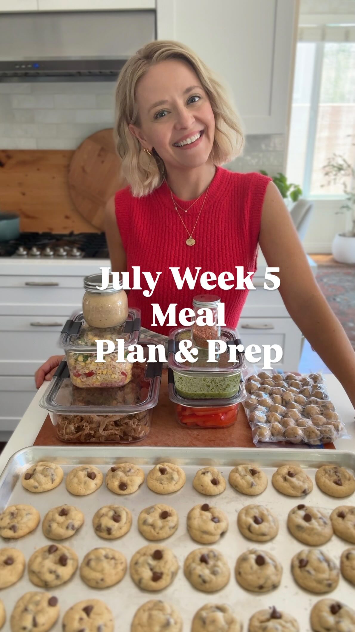 Instagram post by @kelseynixon for Rubbermaid. Caption reads: Prepped 3 recipes in 1 hour (plus cookies!) for....