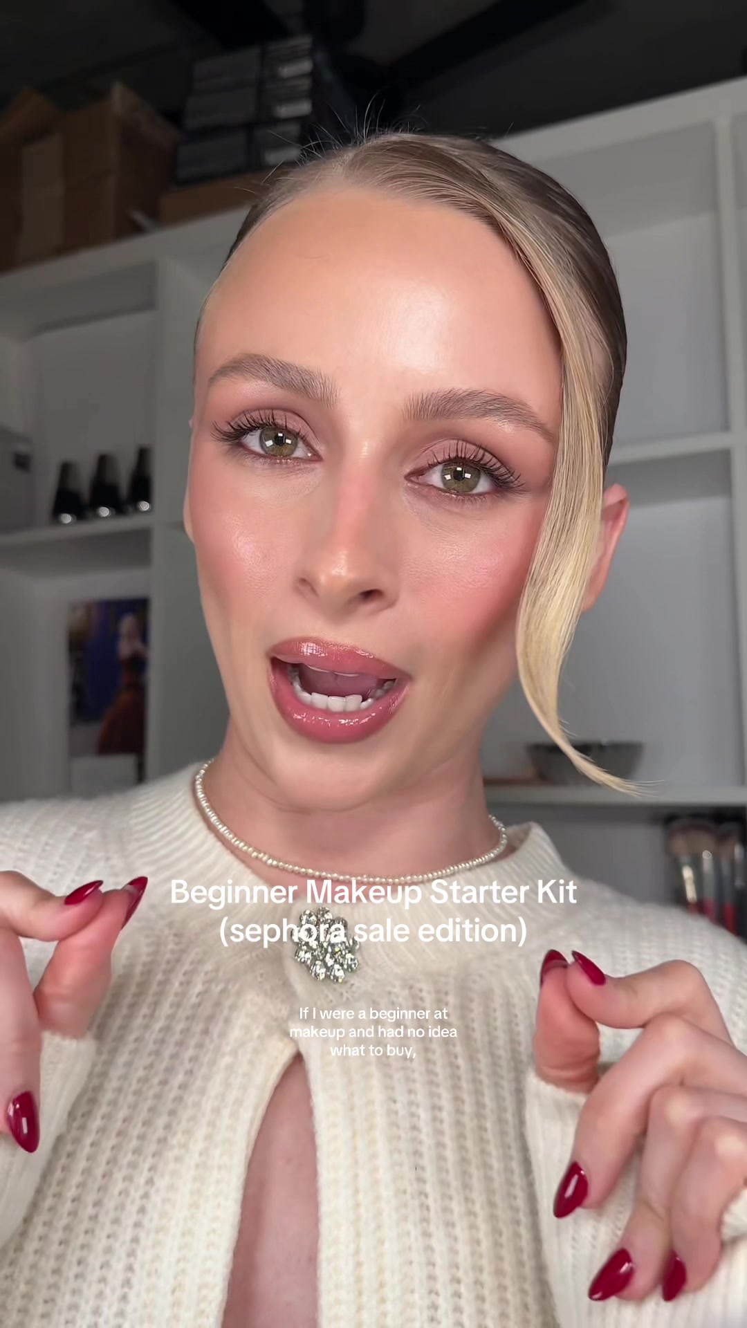 TikTok post by @mikaelarosecarey for BASMA Beauty. Caption reads: if I was just starting my makeup collection from....