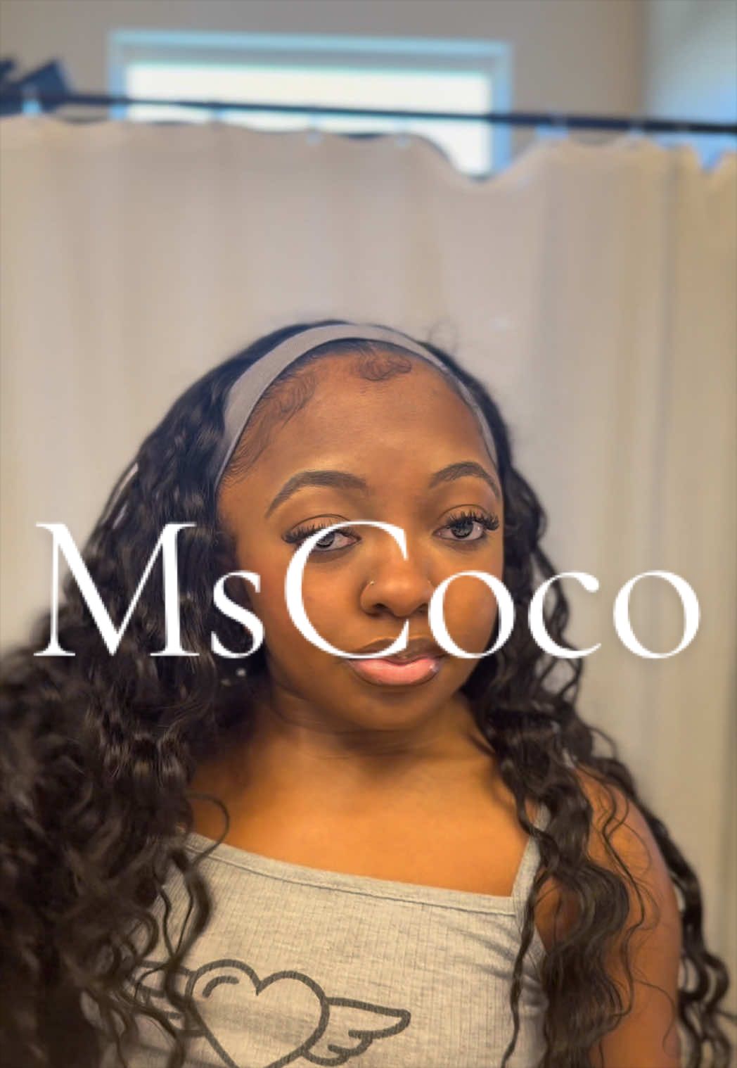 TikTok post by @theeetinymama for Mscoco Hair. Caption reads: [...] using the Beach Curls Half Wig From @Mscoco....