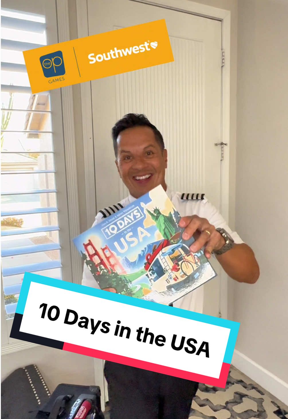 TikTok post by @captainmattymo for The Op Games. Caption reads: [...] a 10 days in the USA board game! 💰 The OP....