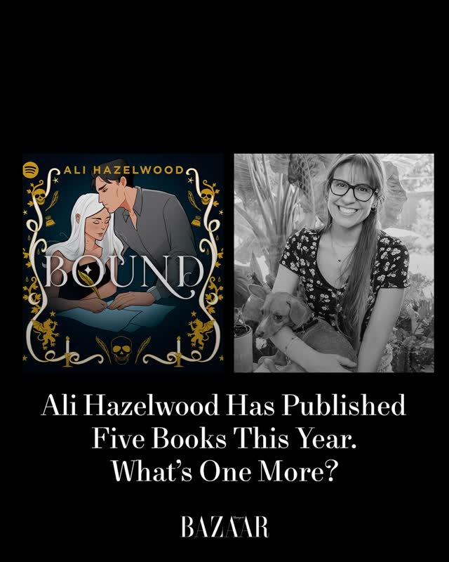 Instagram post by @alihazelwood for Harper’s BAZAAR. Caption reads: Surprise! Prolific best-selling romance author....