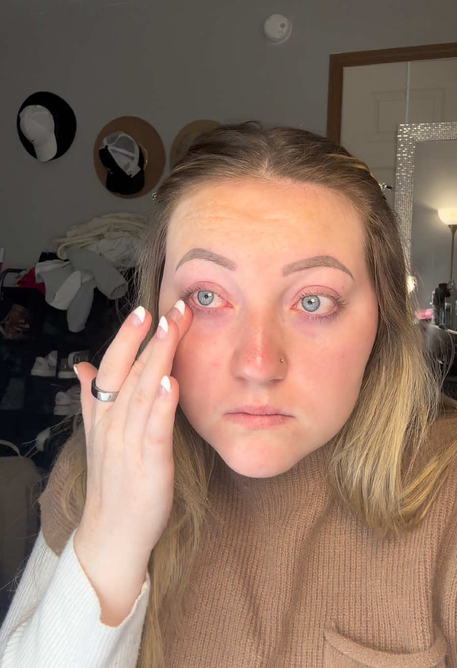 TikTok post by @k8crab for In My Eyes. Caption reads: [...] this product 😍 #eyecreamforpuffyeyes....