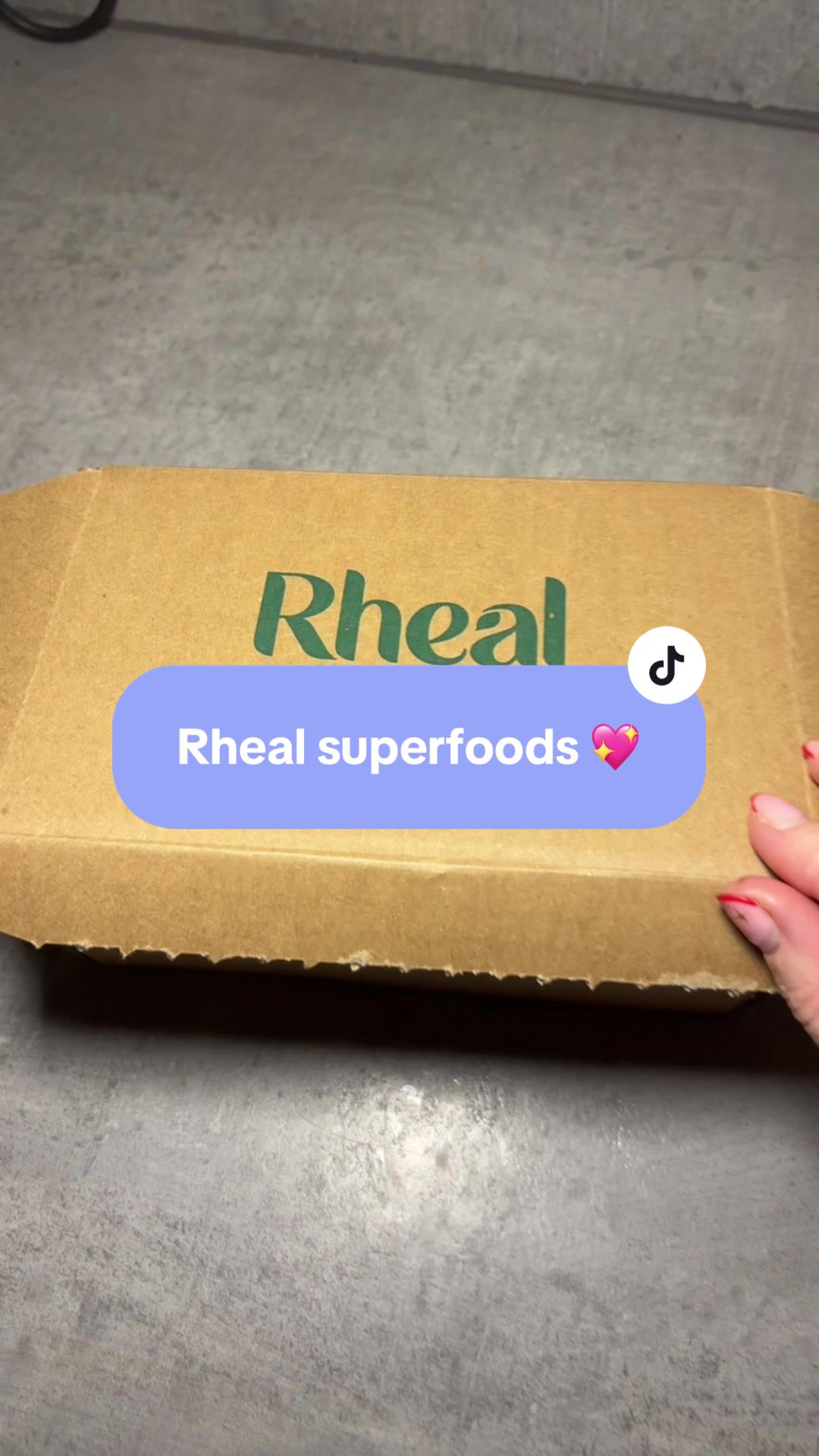 TikTok post by @kerrimccoy4 for Rheal Superfoods. Caption reads: Rheal superfoods! It’s time to prioritise my own....