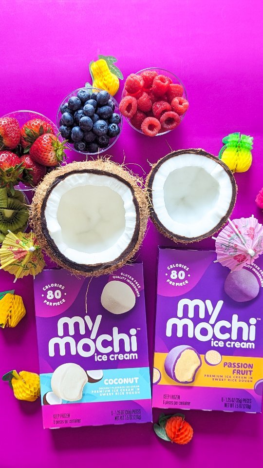 Instagram post by @novelleandmommy for My/Mochi. Caption reads: 🌴✨ Summer vibes are in full swing with my....