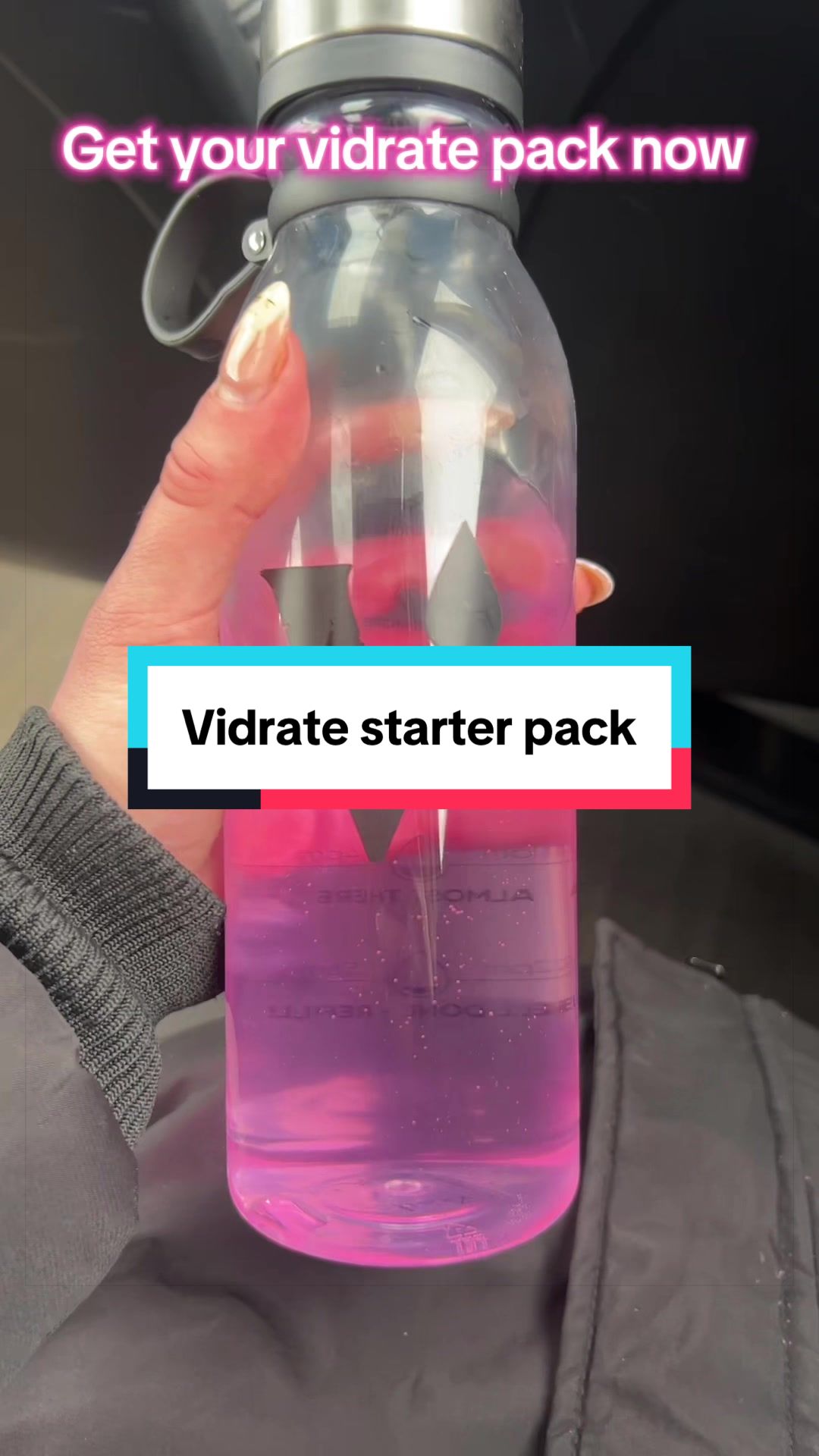 TikTok post by @lifewithyazx for ViDrate. Caption reads: Love love my vidrate water bottle and got the....