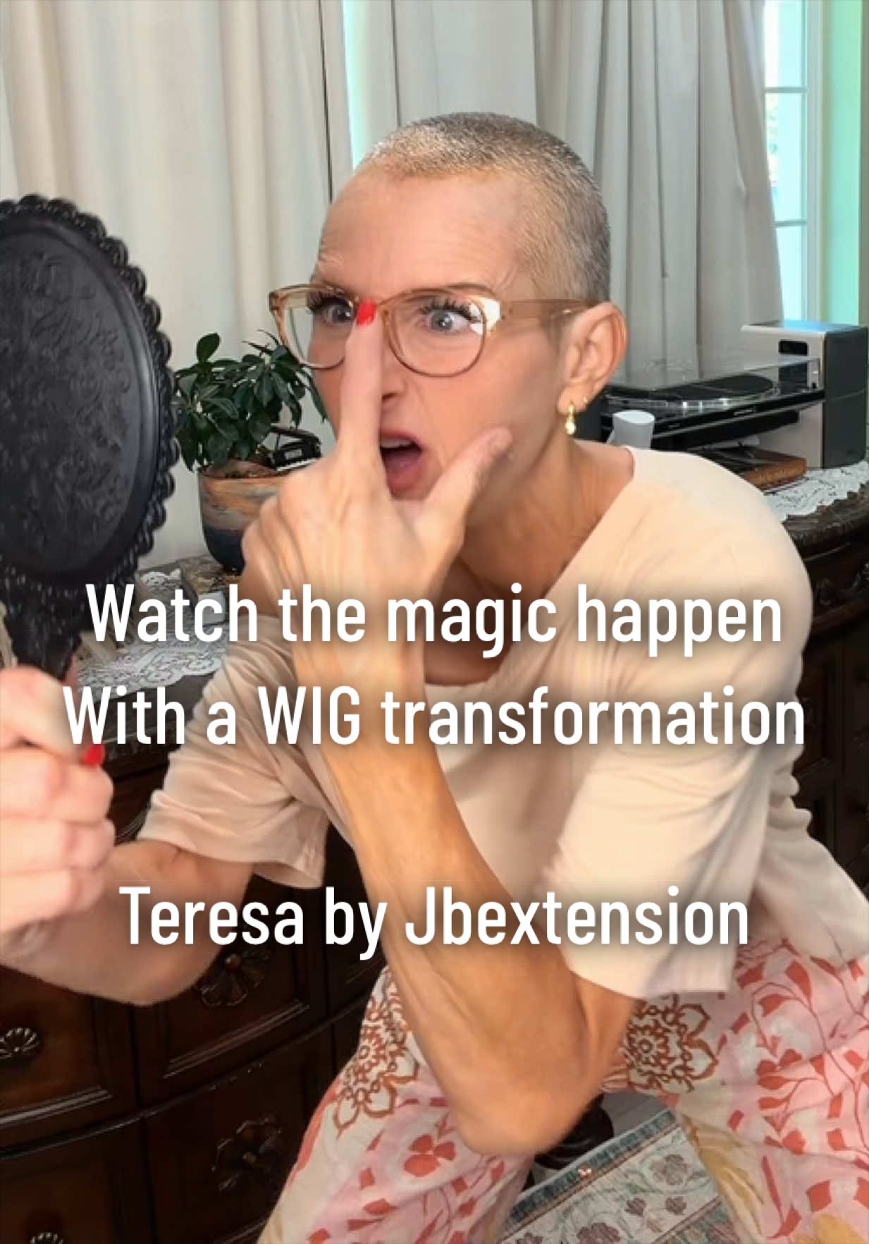 TikTok post by an influencer for JBExtension USA. Caption reads: Teresa by @Jbextension.usa is definitely a wig....
