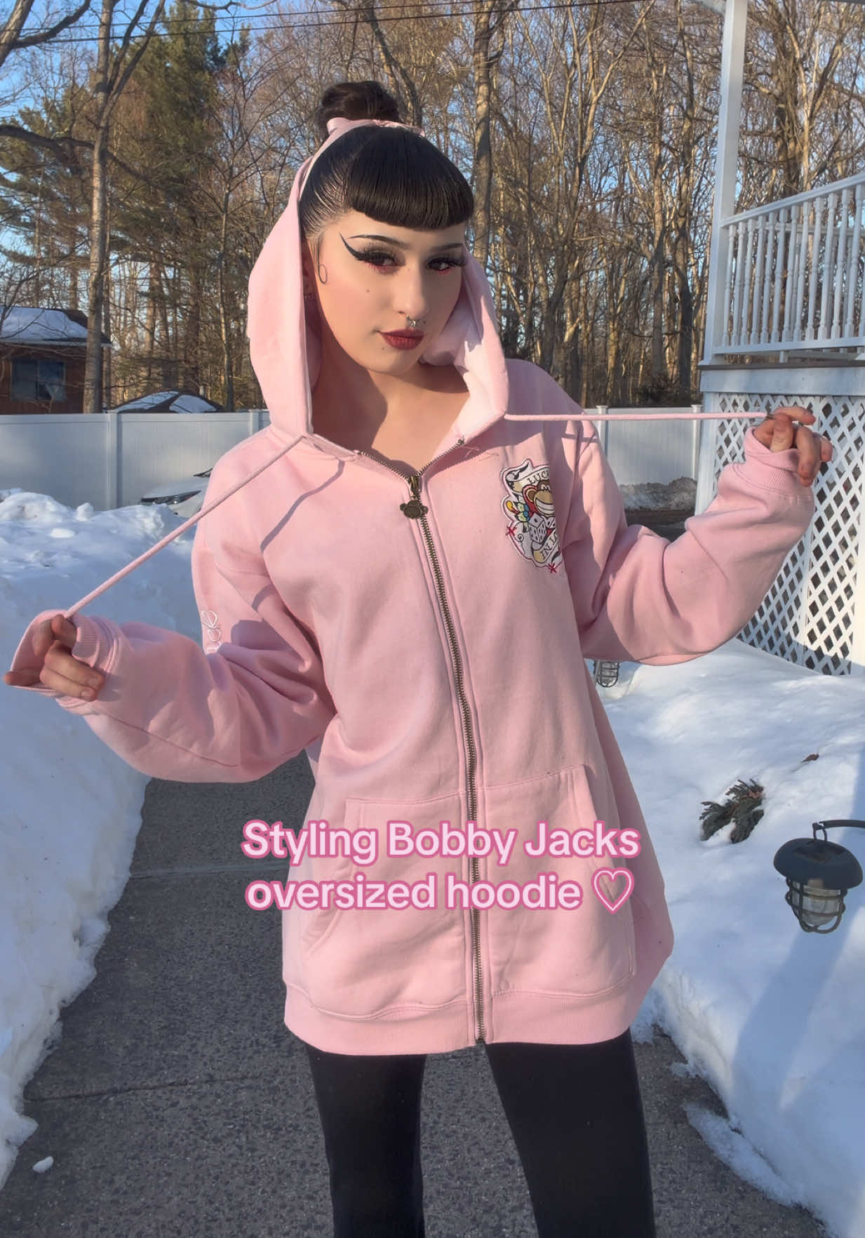 TikTok post by @petvampr for Bobby Jack. Caption reads: @Bobby Jack ♡ oversized hoodie! Wearing size [...].