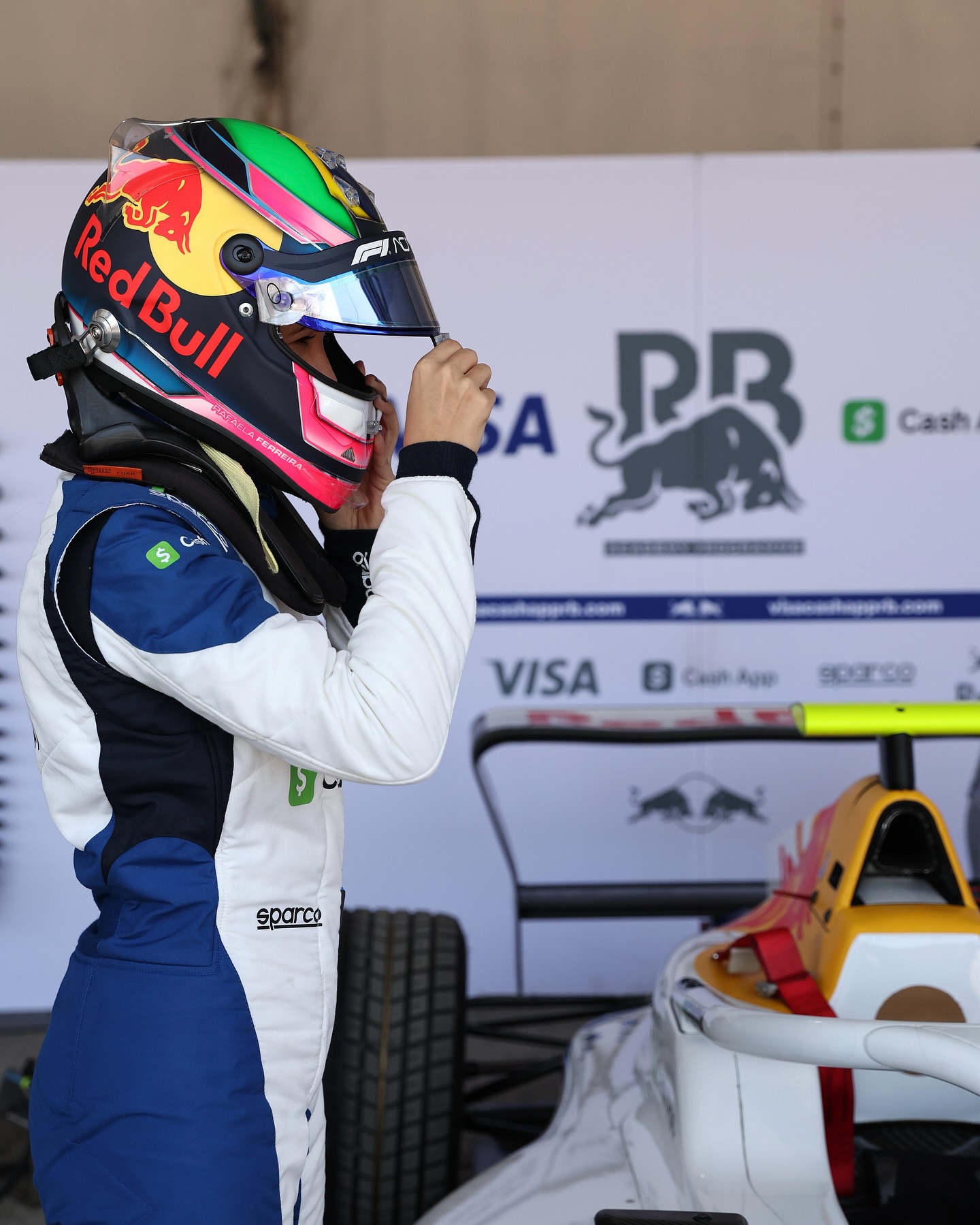 Instagram post by @rafaelaferreira.18 for Cash App. Caption reads: P16 ➡️ P5, Rafa was on 🔥today!

#F1Academy #VCARB....