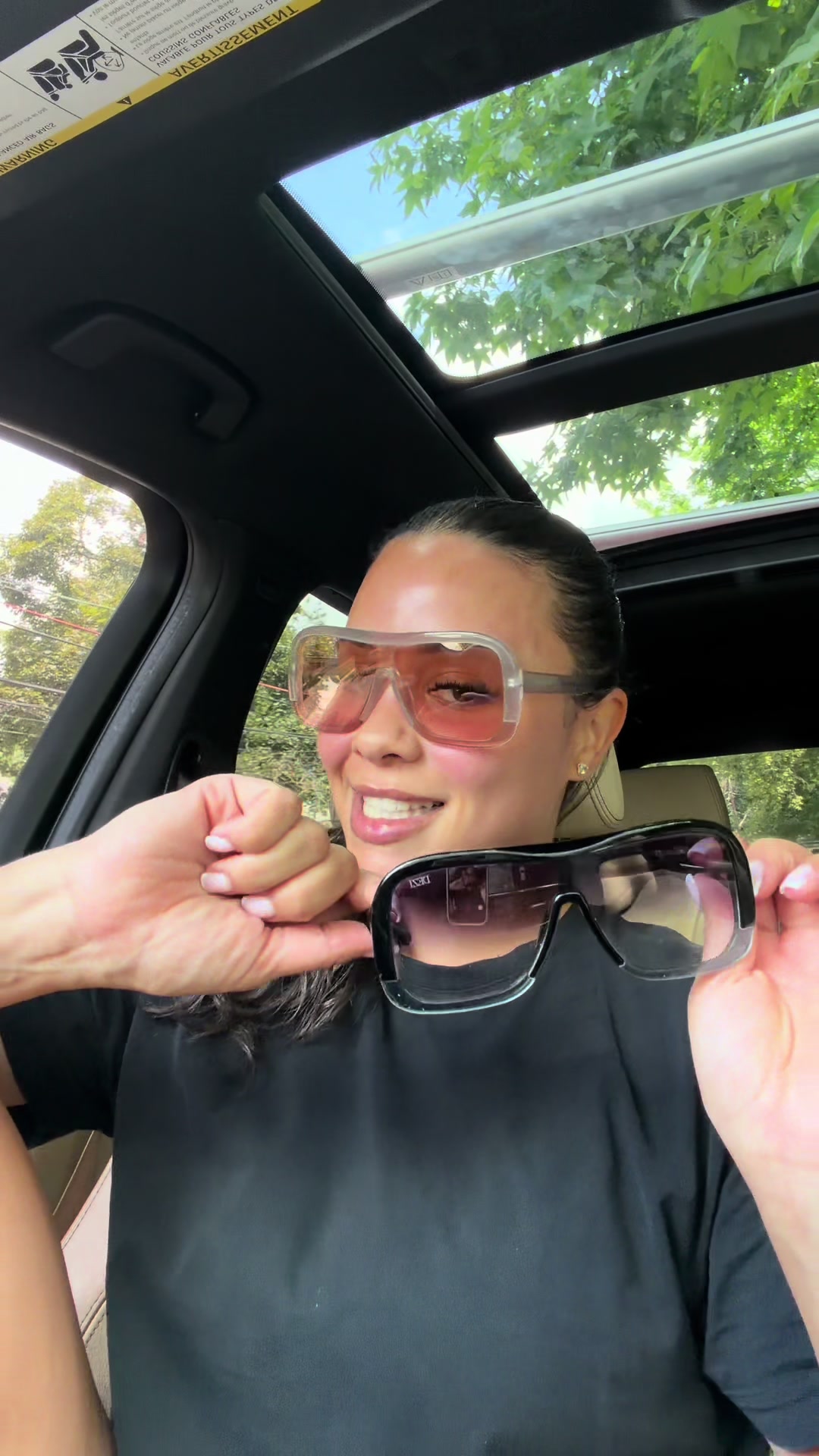 TikTok post by @sharinvvv for DEZI. Caption reads: I love me some @DEZI EYEWEAR sunglasses....
