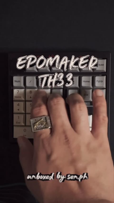 Instagram post by @samuelnarbuada for Epomaker. Caption reads: @EPOMAKERkeyboard TH33 with stock WISTERIA V2....