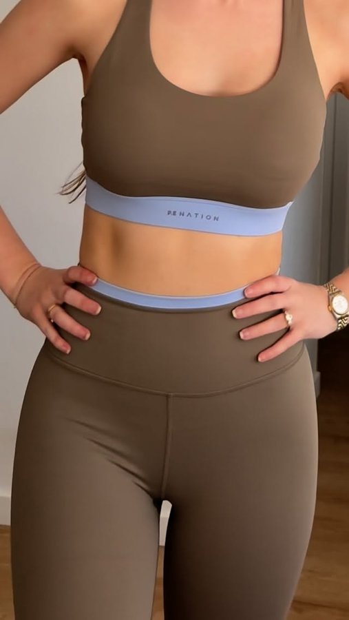 Instagram post by @abbeyflanagan for P.E Nation. Caption reads: Me as soon as the suns back 

@p.e.nation seasonal....