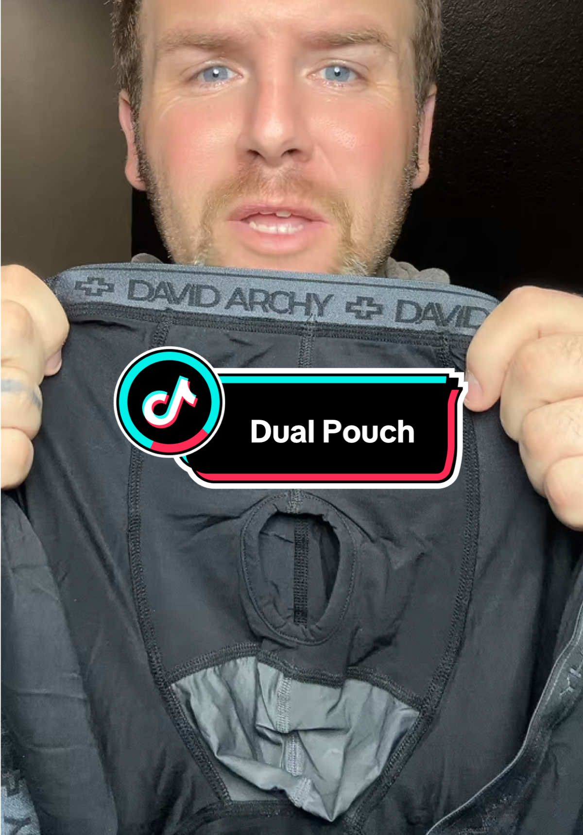 TikTok post by @papaprime_daily_deals for DAVID ARCHY. Caption reads: David Archy Dual Pouch Underwear fixes the problem....