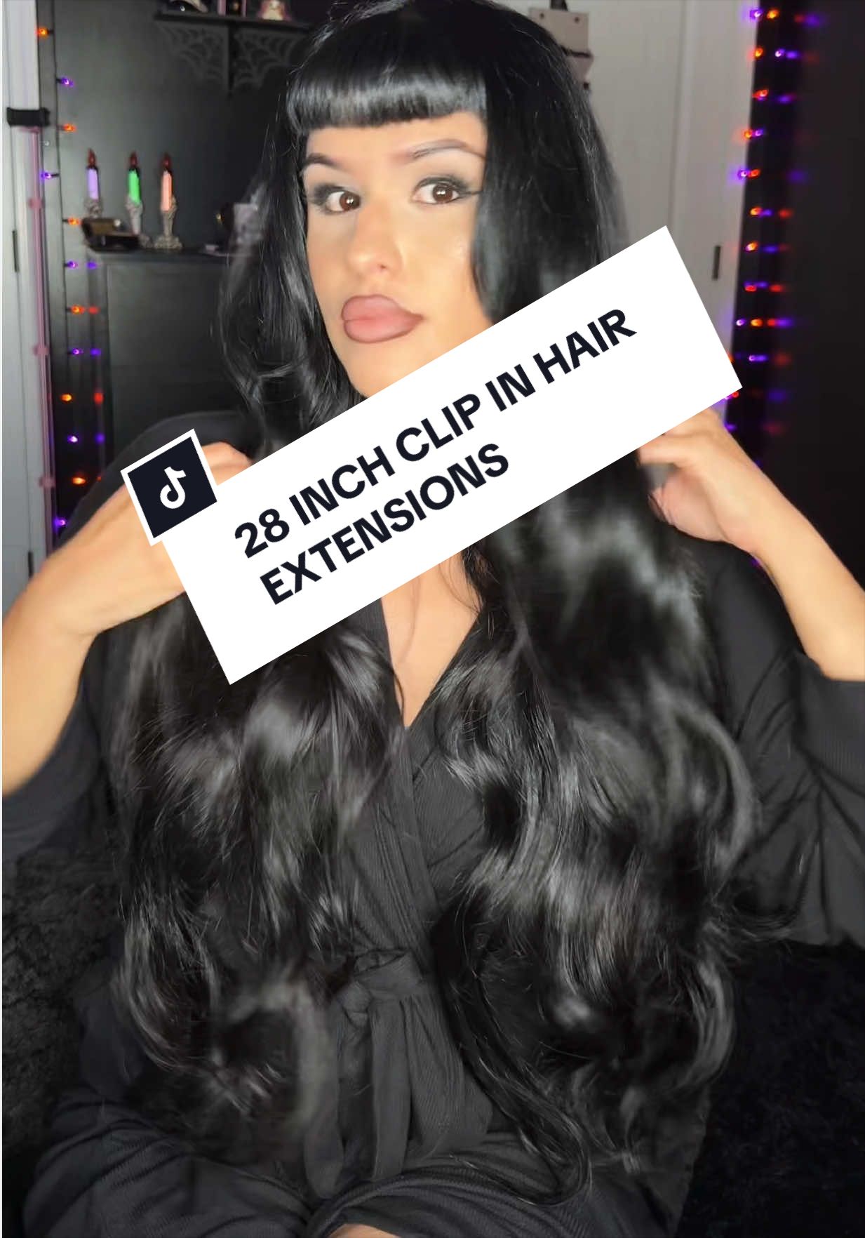 TikTok post by @missmarissaaa for Full Shine. Caption reads: 28 inch clip in hair extensions from....