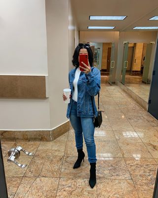 Instagram post by @diazxox_ for OUTFITBOOK. Caption reads: Denim on denim vibes.
.
.
#style #styleinspo....