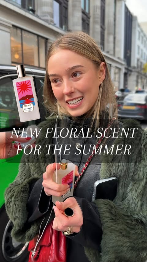 Instagram post by @the___gloss for Memo Paris. Caption reads: This new floral fragrance will bring the summer to....