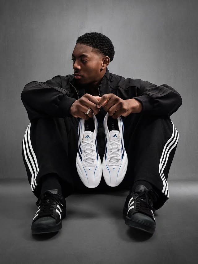 Instagram post by @myleslewisskelly for adidas Football. Caption reads: in full control @adidasfootball.