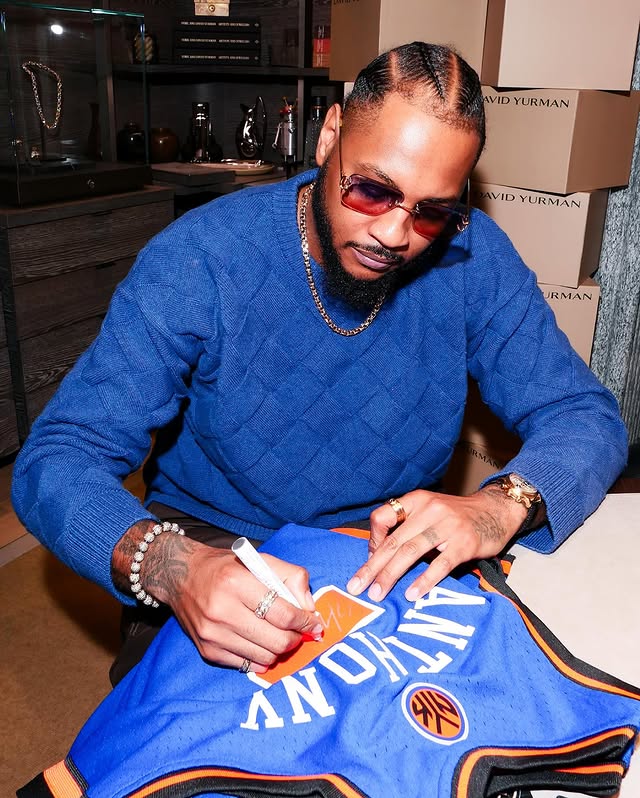 Instagram post by @carmeloanthony for David Yurman. Caption reads: Make an impact. Partnered with @davidyurman in New....