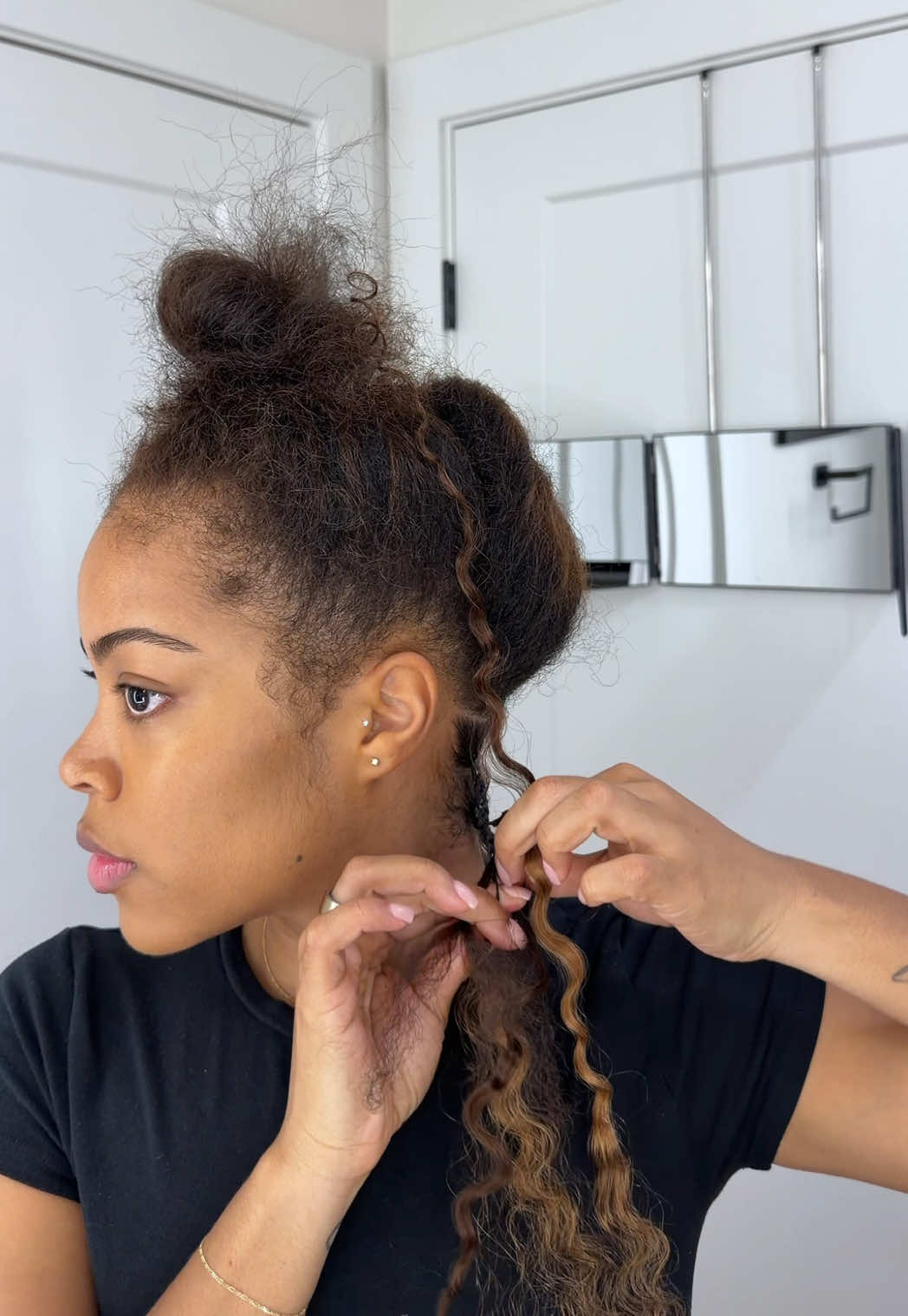 TikTok post by @bycandicejones for KISS Colors & Care. Caption reads: When I start cutting on my hair I know it’s time....