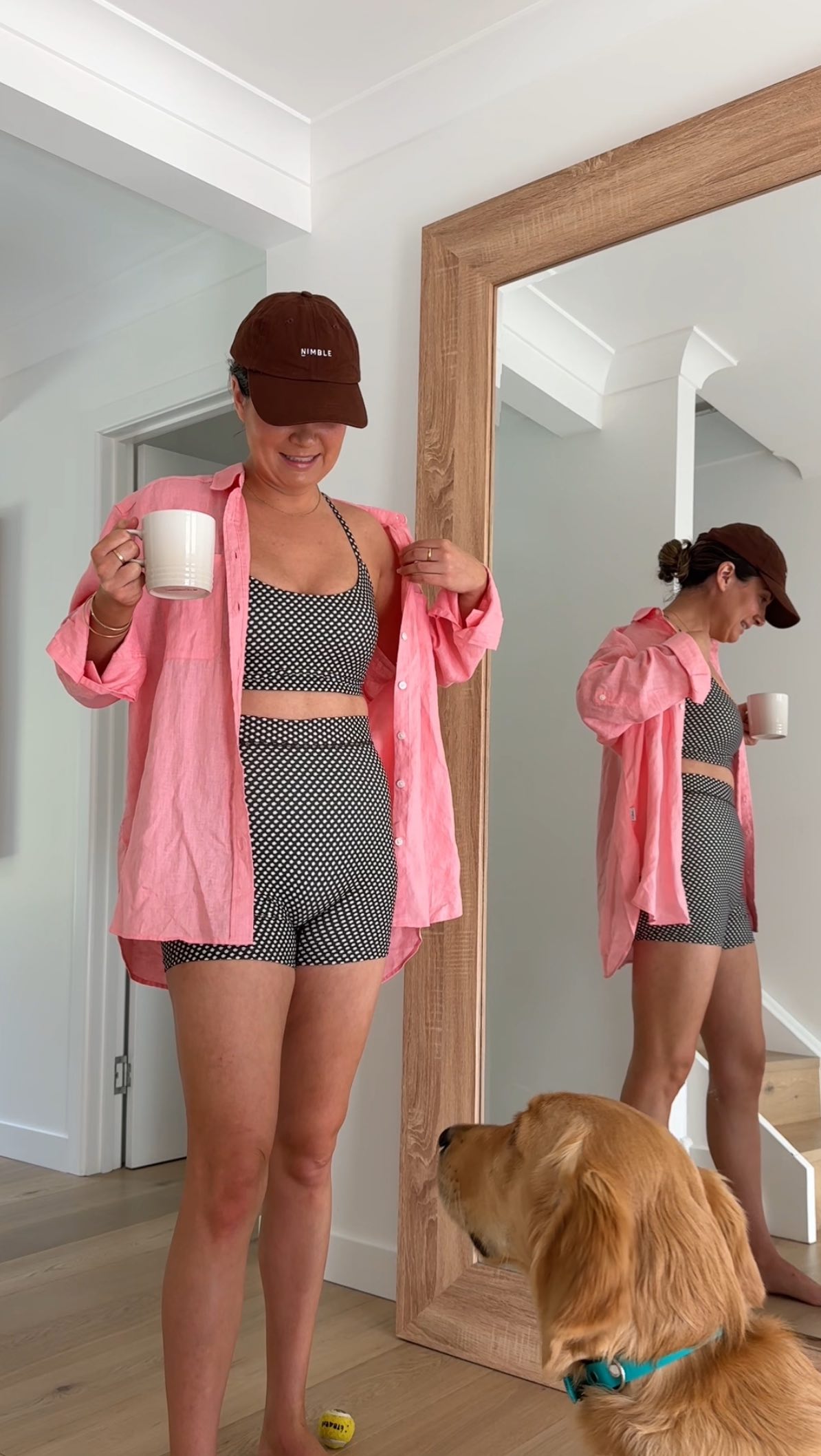 Instagram post by @paigecarmichael for Nimble Activewear. Caption reads: First ocean swim of the season in....