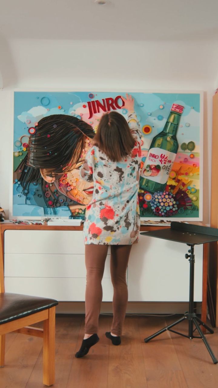 Instagram post by @yulia_brodskaya_artyulia for HiteJinro Global. Caption reads: The video showing my recent collaboration with the....