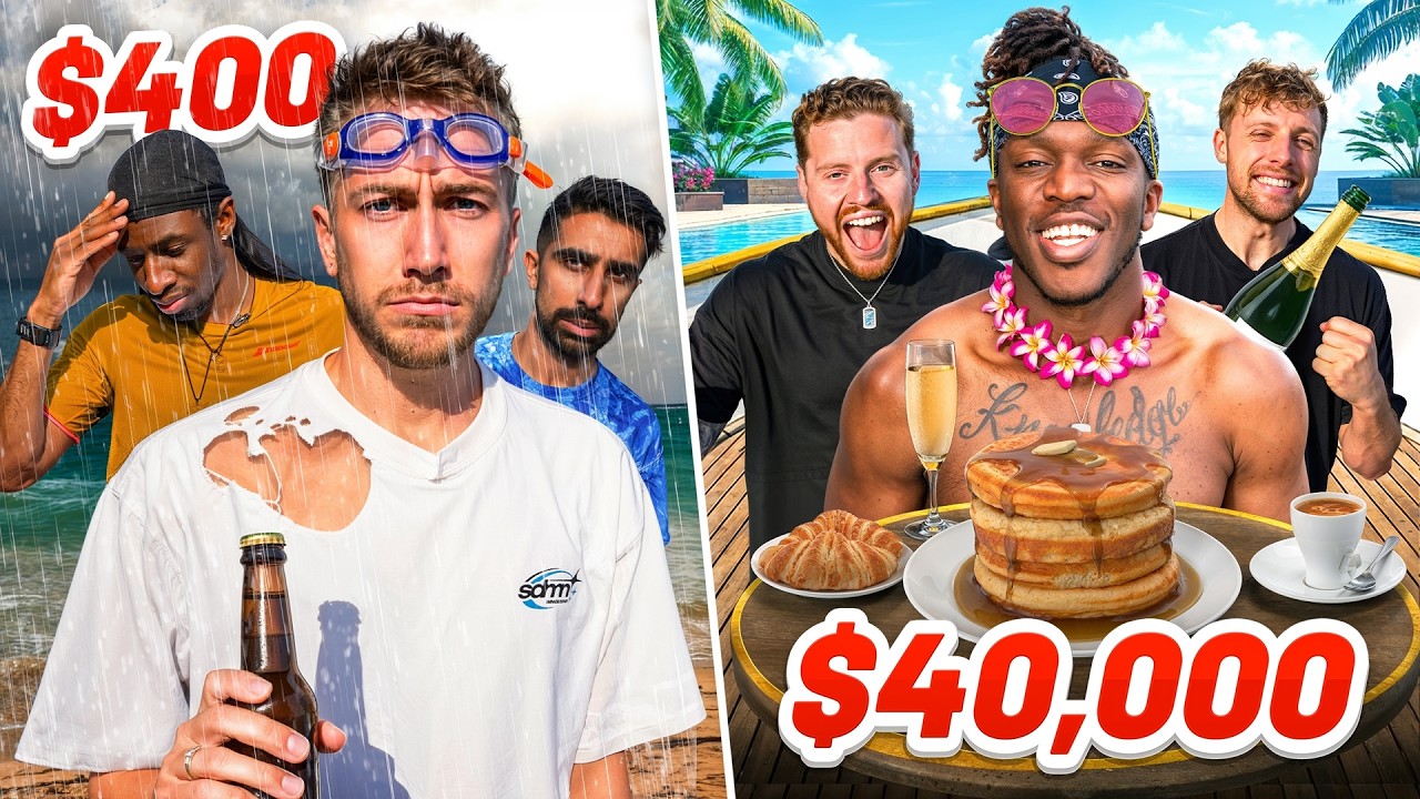 YouTube post by @Sidemen for XIX Vodka. Caption reads: SIDEMEN $40,000 vs $400 HOLIDAY (EUROPE EDITION).