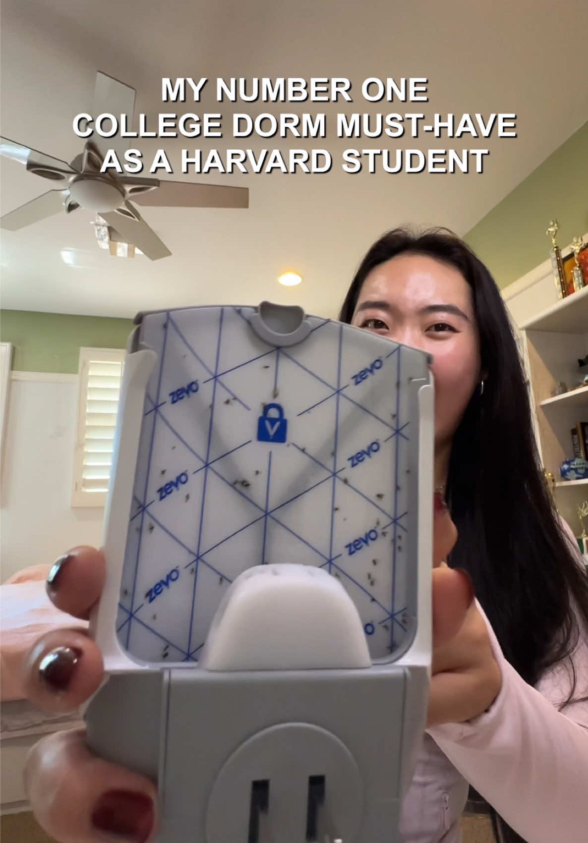 TikTok post by @helainezhao for Zevo. Caption reads: #Ad #Zevopartner Get your @Zevo Flying Insect Trap....
