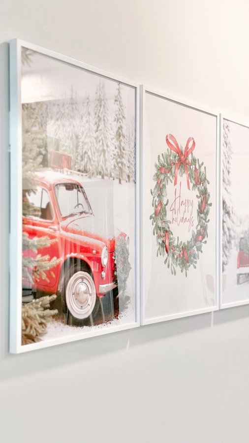 Instagram post by @exploringwiththeasmas for Poster Store. Caption reads: [...] cozy winter posters and frames from....