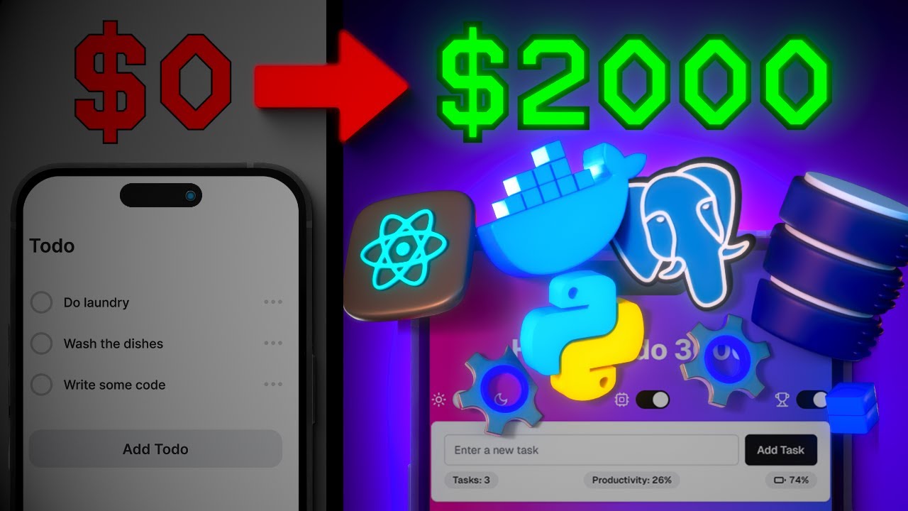 YouTube post by @CodingWithLewis for Liinks. Caption reads: I Took a Basic Todo App and Made It Cost....