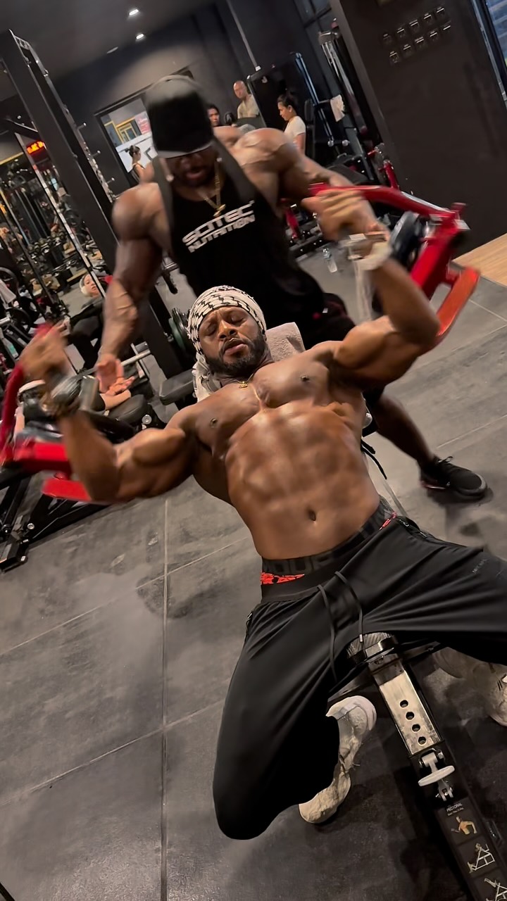 Instagram post by @brandon__curry for BioTechUSA. Caption reads: Chest day with a touch of shoulders 🔥💪🏾
Locked....