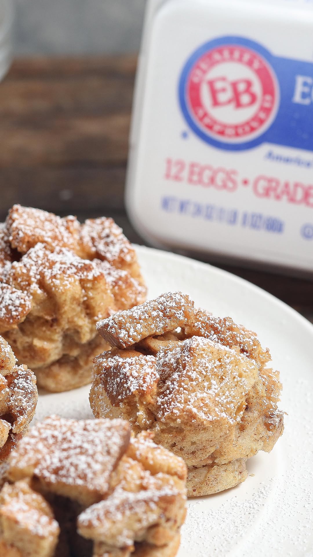 Instagram post by @thesaltycooker for Eggland's Best. Caption reads: Cinnamon French Toast Muffin Bites. It’s back to....
