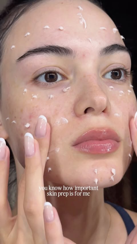 Instagram post by @moreofmegg for Abib Cosmetics. Caption reads: skin is smooth and plump — makeup ready🤭🩷 love....
