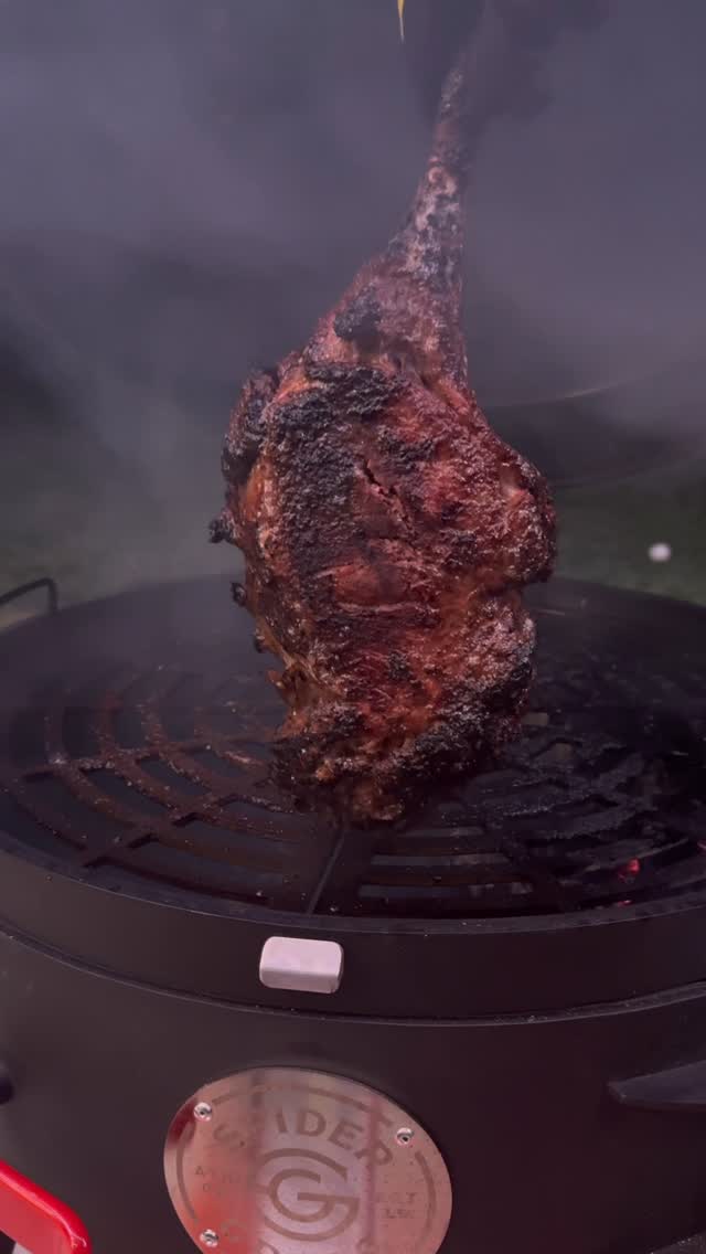 Instagram post by @svenddiesel for Dalstrong. Caption reads: Massive Tomahawk Steaks to break in the new toy,....